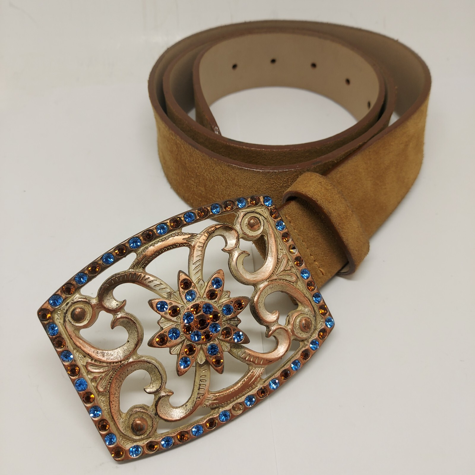 【極美品】ＢＲＡＭＢＩＬＬＡ　高級ラインストーンベルト　本革　イタリア製正規品 極美品】BRAMBILLA 高級ラインストーンベルト 本革