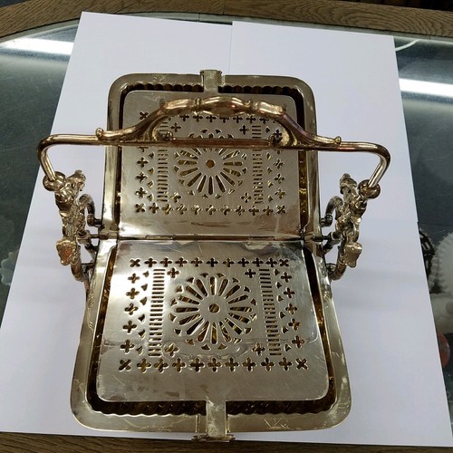 D&A EPNS Antique VictorianFolding Biscuit Food Server NICKLE SILVER Sterling Box