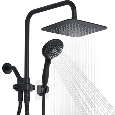 VXV 8'' High Pressure Rainfall Shower Head with 6 Function Handheld Shower Sp...