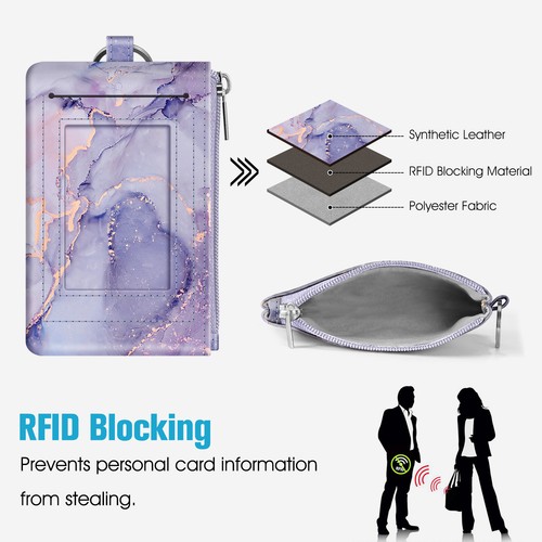 Slim Coin Purse Wallet RFID BLOCKING ID Window Card Holder Zipper +Key Chain