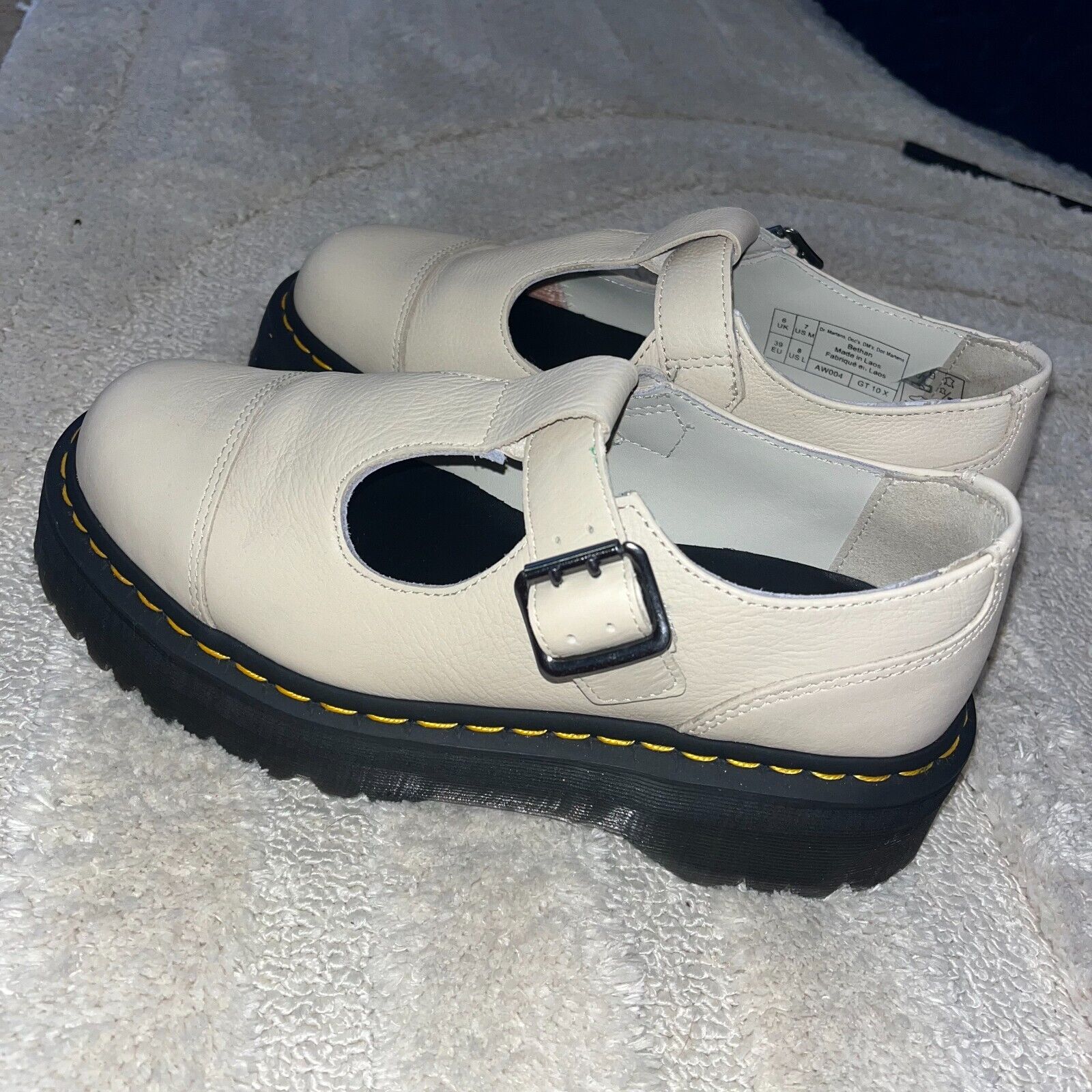 Dr. Martens Bethan Pisa Leather Mary Jane shoes, white, Size Dr. Martens Bethan Pisa Leather Mary Jane shoes, white, Size