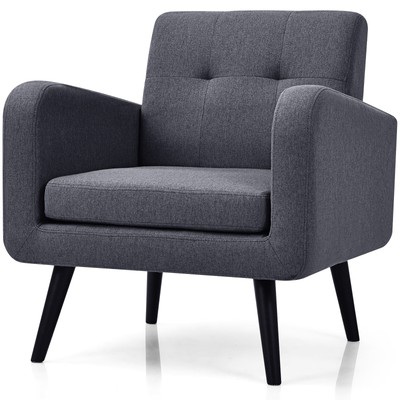 Topbuy Modern Upholstered Accent Chair Linen Fabric Single Sofa Grey/ Blue