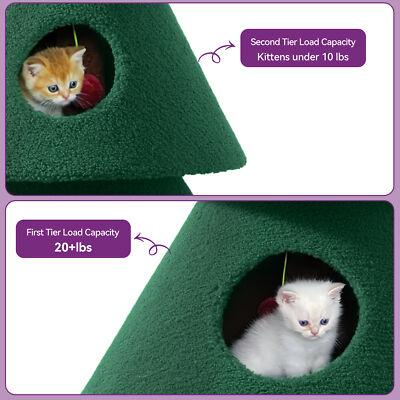 Christmas Cat Tree with Cat House Cat Tower for Indoor Cats with Cat Condos