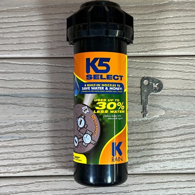 K-Rain K5 Select Gear Drive Rotary Sprinkler 4 Built-In Nozzles 27'-36' 40-360°