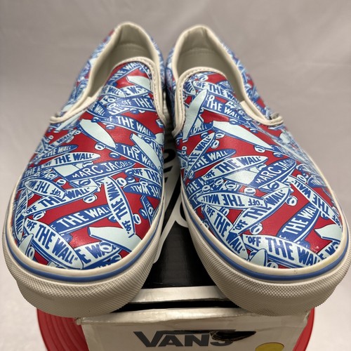 Pre-owned Vans Marc By Marc Jacobs X  Slip On Logo Skate Shoe Sneakers Sz 12 Us Blue Red