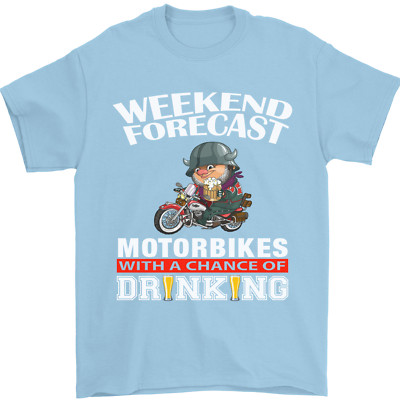 Weekend Forecast Motorbikes Mens T-Shirt 100% Cotton