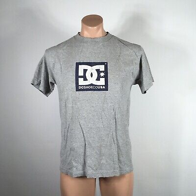 VTG DC Shoes co. Shirt Mens Gray Graphic Print Logo Tee sz M Faded