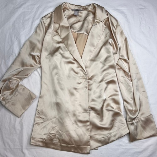 H&M Oversized Satin Blazer Size M Gold Beige A040724 | eBay