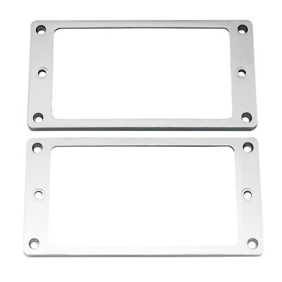Musiclily 2Pcs Chrome Flat Profile Metal Guitar Humbucker Pickup Mounting Rings