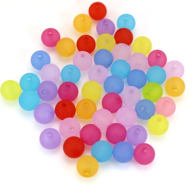 200 Mixed Color Frosted Acrylic Round Smooth Beads 8mm Rubber Tone