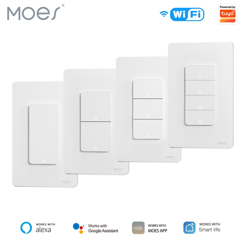 MOES WiFi Smart Light Switches Wall Switch Combo Alexa Google