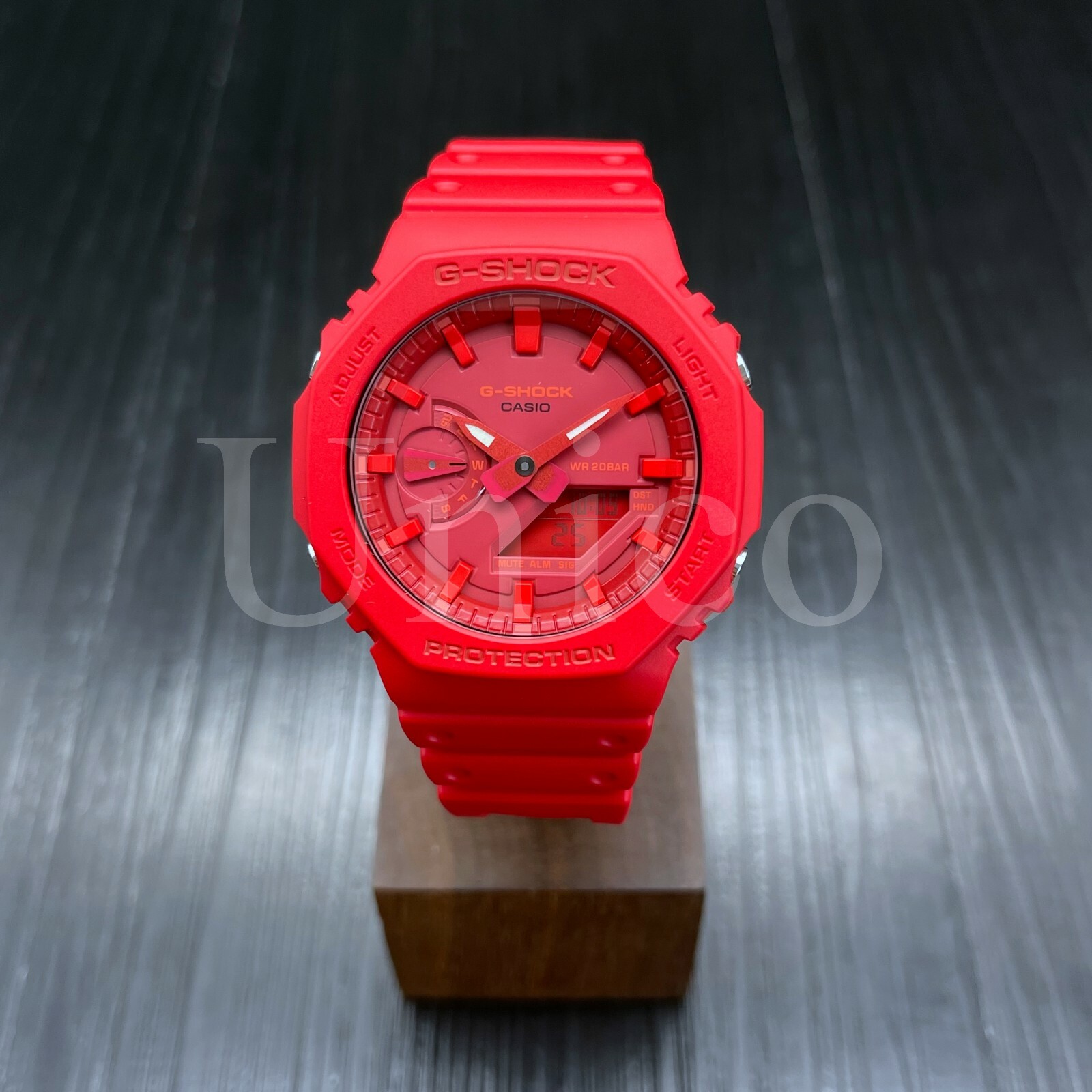 Pre-owned Casio Custom Made Watch Ga2100-4a Ak Waffle Black Dial Orange Scale Ring