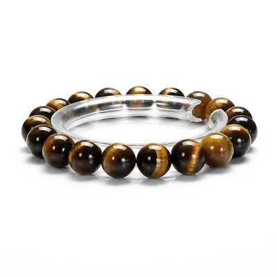【AEKKI】4 Tigers Eye Gemstone Bracelet (約8mm+10mm) Mixed Tiger Eye Bracelet (4 mm, 6 mm, 8 mm or 10 mm
