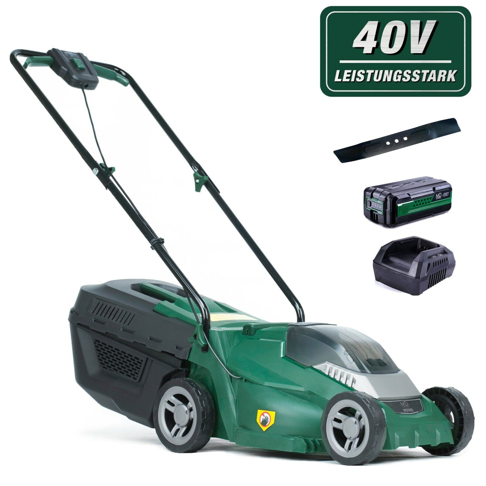 Akku-Rasenmäher MD300 mit 40 Volt inkl. 2,5Ah Akku & Ladegerät, Mulchfunktion