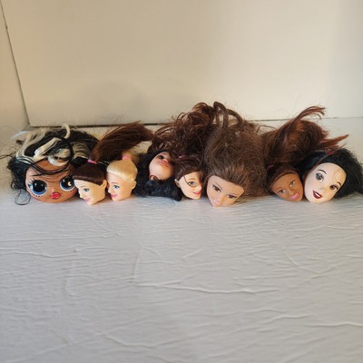 Doll Head Mixed Lot of 8 Disney L.O.L. Various Sizes Replacements OOAK RE-root