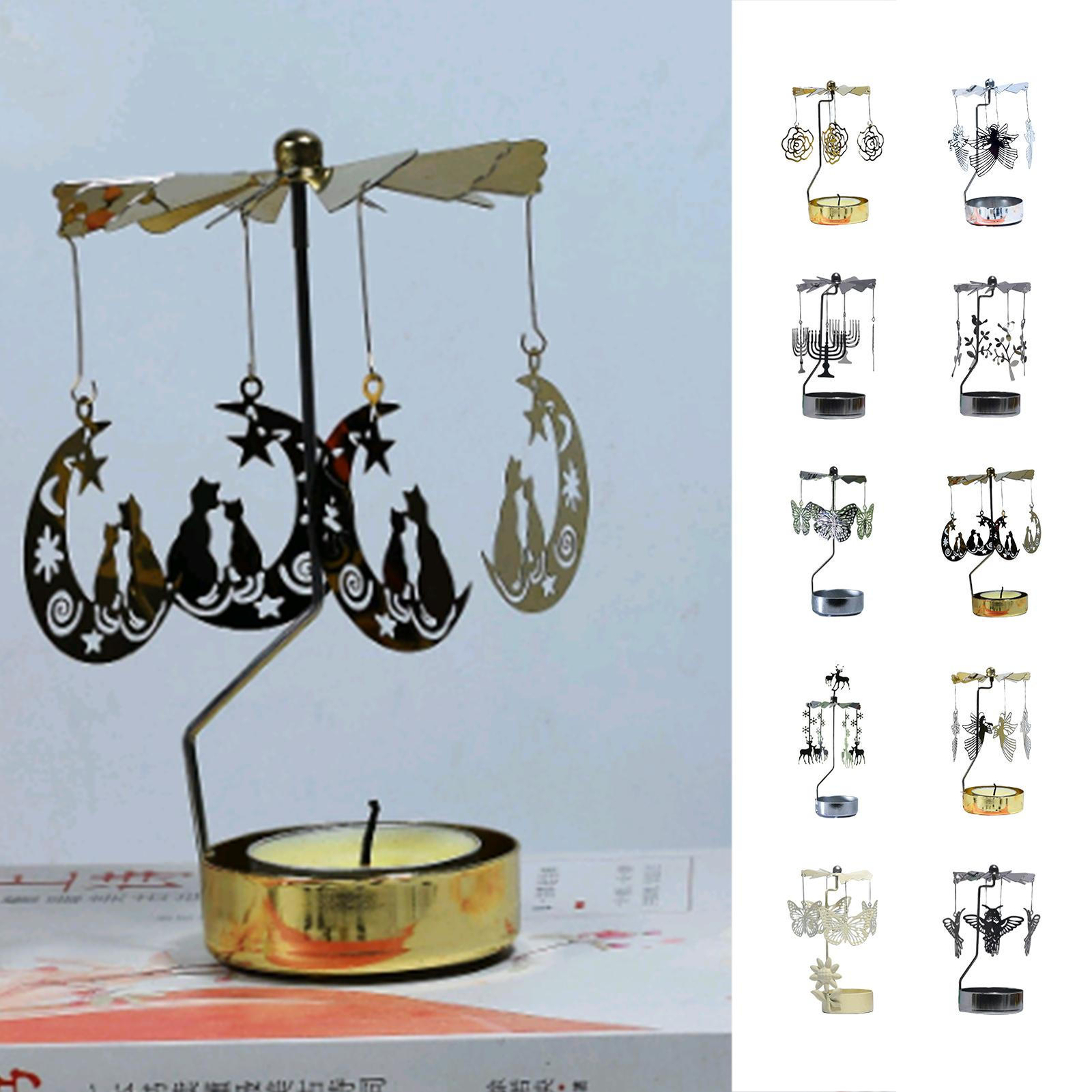 Rotating Angel Candlestick Tray Thermal Spinning Candle Tea Light Holder