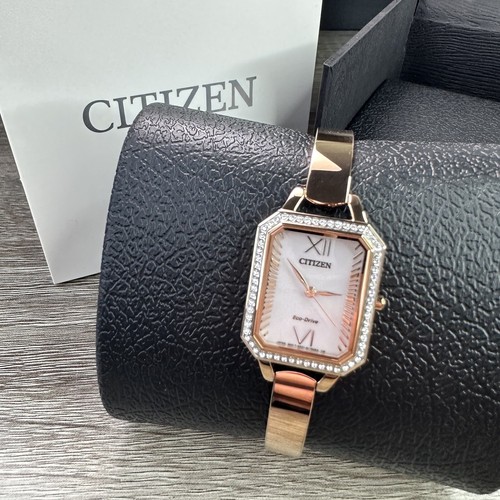 ★レアアイテム逆輸入★CITIZEN Silhouette Ladies EW5490-83A NEW✓ Citizen Silhouette Eco-Drive Womens Rose Gold Crystal