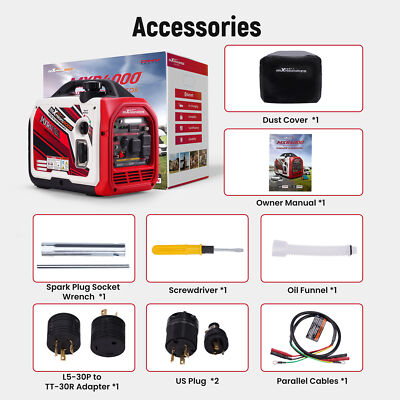 4000W /3200W Portable Inverter Generator Gas Powered Quiet for Camping EV-Charge