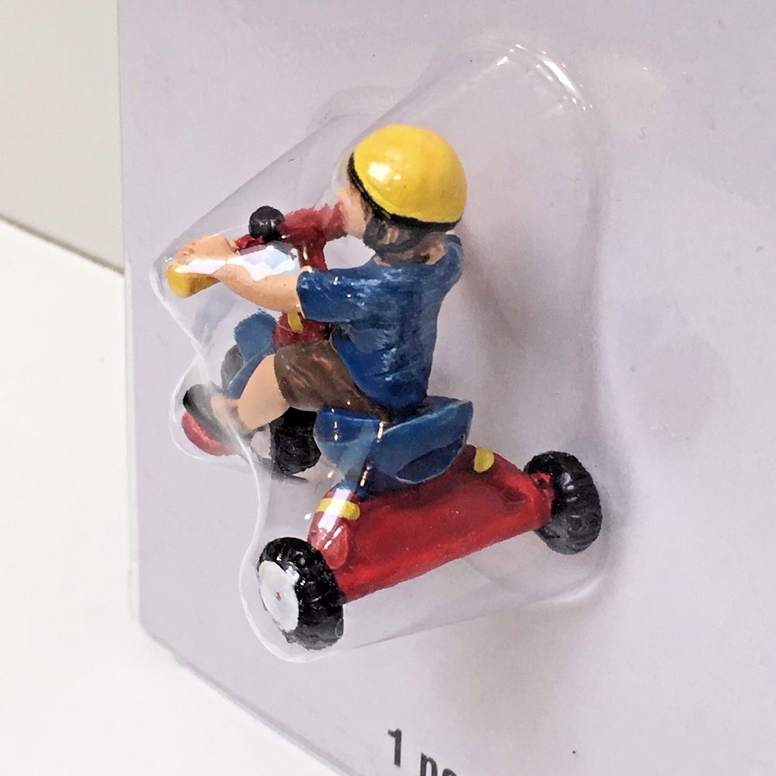 CHILD ON BIKE BLUE SHIRT, Tiny Treasures Village Miniatures Dollhouse Trains New