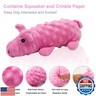 Andiker Dog Squeaky Toys, 10 in/24.5 cm Plush Dogs Toy Soft Dog Chew Toys in Pig Shape for Chewing Biting, Stuffed Puppy Toys with a 9.5 cm Squeaker and Crinkle Paper for All Breed Sizes Dogs (Pink)