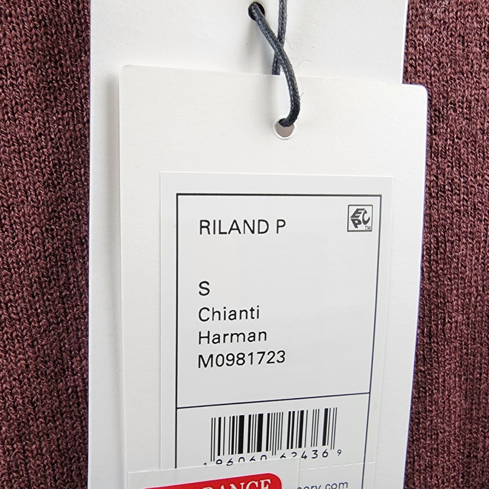Theory Riland Solid Merino Wool Blend Sweater Men's S Wine Crew Neck Pullover - Picture 7 of 14