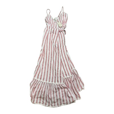 Tularose Aubrie Dress Red White Stripe Sleeveless Maxi Wrap Tie Women's Sz S NWT