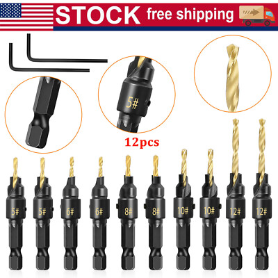 12x HSS COUNTERSINK Drill Bit 1/4