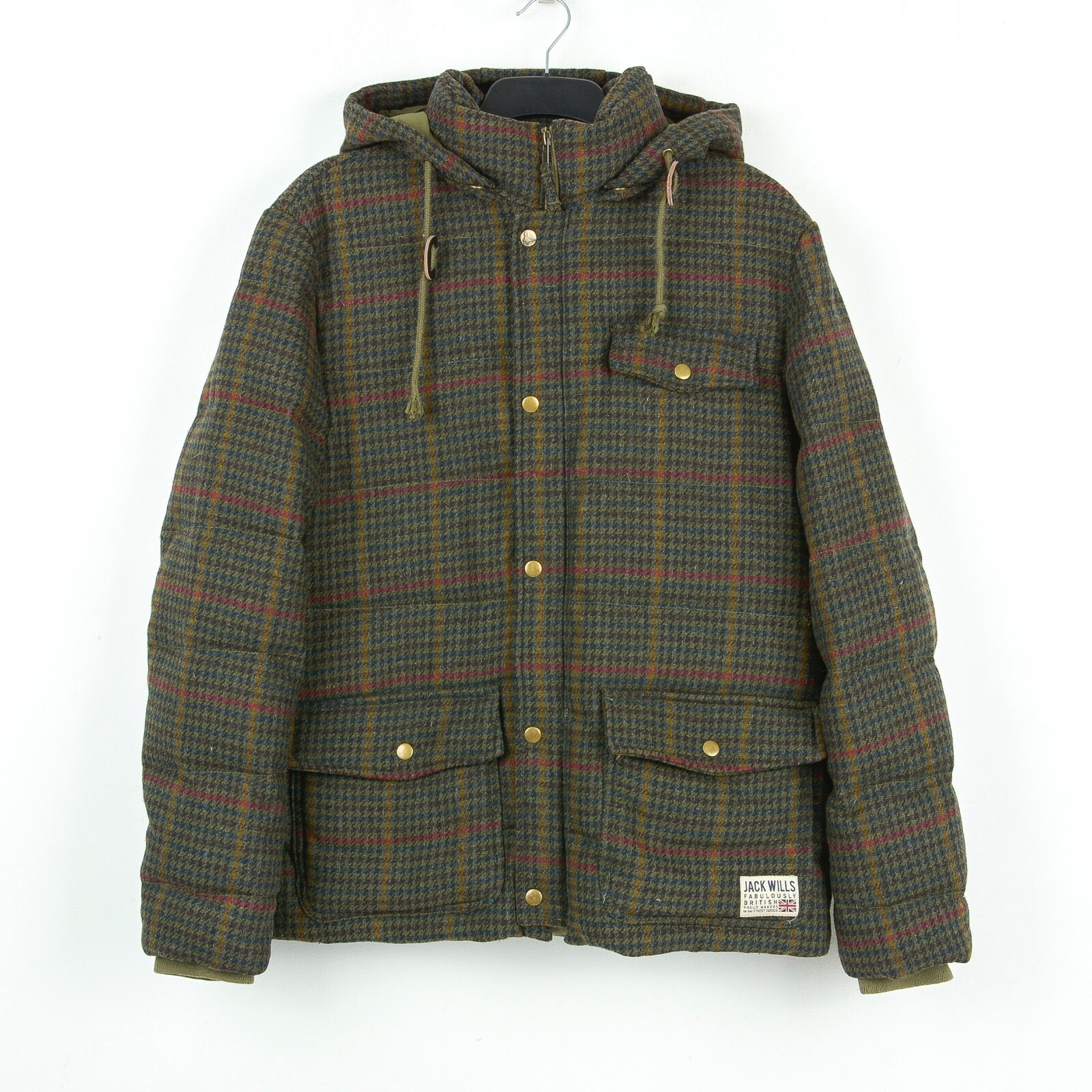 Jack Wills men M Jacket Tweed Wool Down Filled Houndstooth Jack Wills men M Jacket Tweed Wool Down Filled Houndstooth