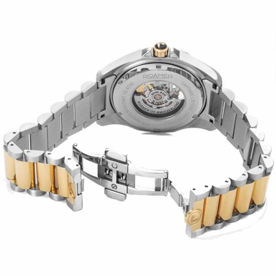 Pre-owned Roamer 220984 48 75 20 Rockshell Mark Iii Skeleton Wristwatch In Silver/gold/green