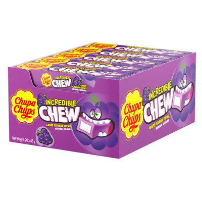 Chupa Chups Incredible Chew Grape 45g x 20 Party Favours Halloween Treats Filler