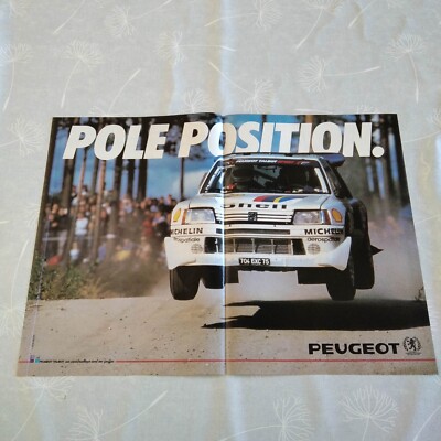 Vintage poster / affiche 29 cm * 41 cm - voiture 205 T16 turbo -  rallye