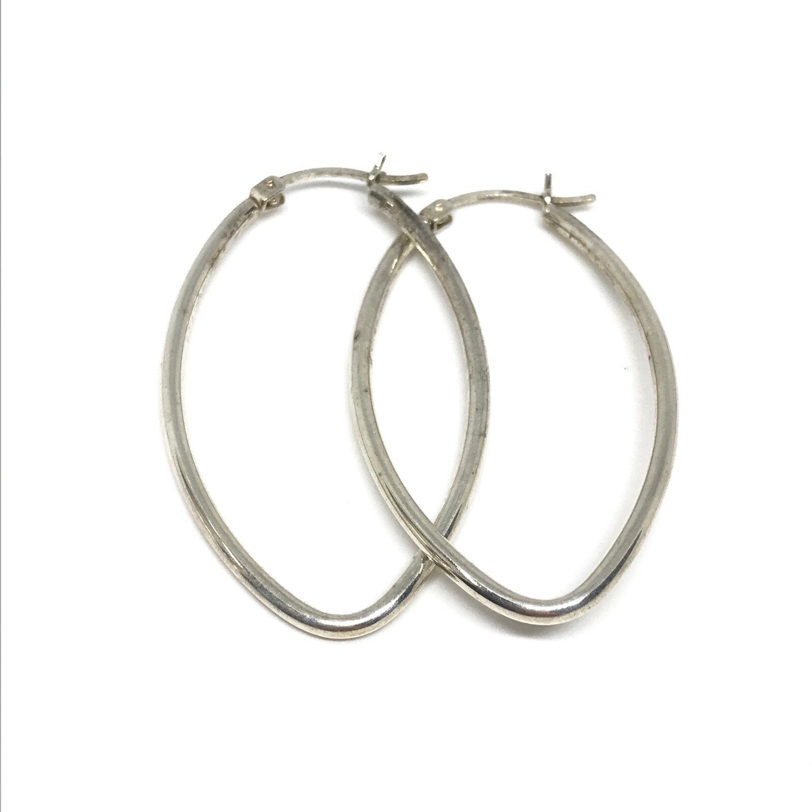 U.S vintage シルバー925 middle hoop ピアス Vintage 925 FAS Sterling Silver Unique Shaped Hoop Earrings
