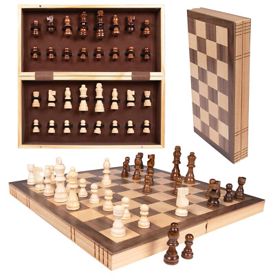 Chess Set 15''x15'' Folding Magnetic Wooden Standard Chess Game Board Perfect Gift
