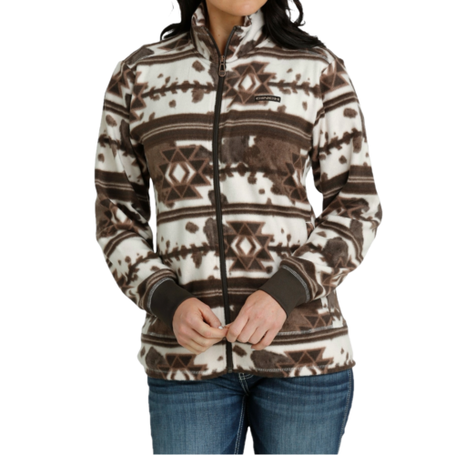 Cinch® Ladies Cream & Brown Aztec Full Zip Fleece Jacket Cinch® Ladies Cream & Brown Aztec Full Zip Fleece Jacket