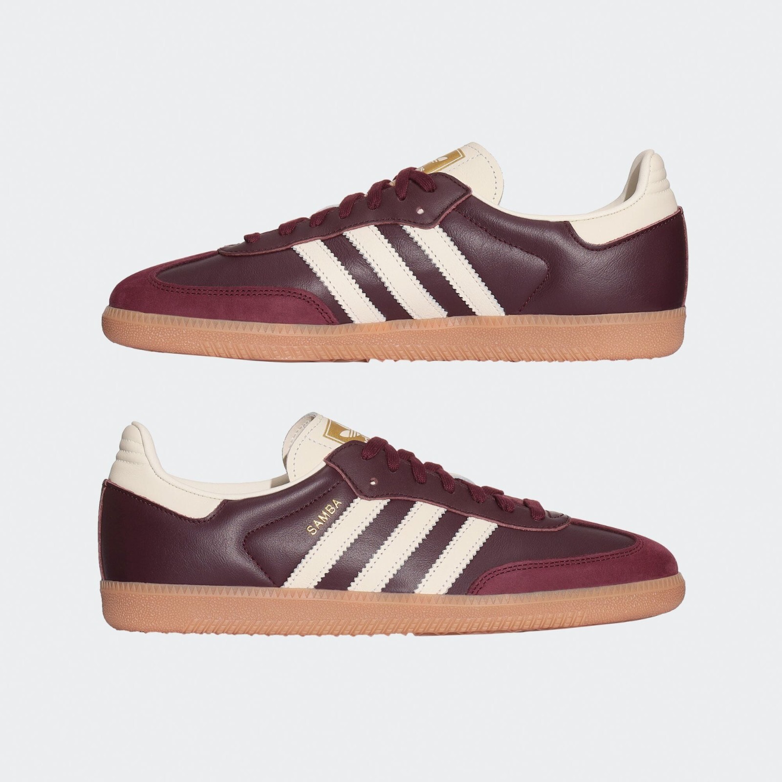 Pre-owned Adidas Originals Adidas Wmns Originals Samba Og Maroon Cream White Gold Id0477 Women's Size In Red