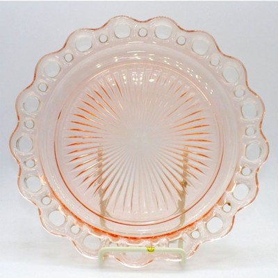 Vintage Pink Lace Edge Anchor Hocking Old Colony Depression Glass Platter Plate
