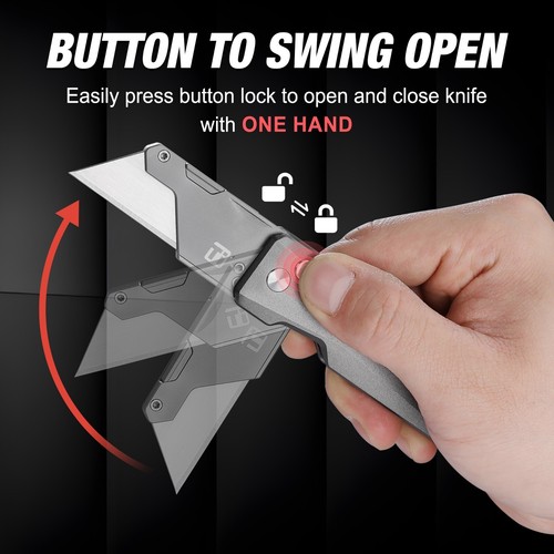 FLISSA Advanced Titanium Utility Knife CNC Unibody Lightweight w/10 Extra Blades