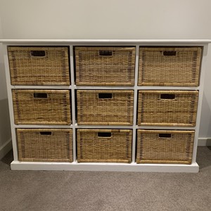Chest Of Drawers Timber Frame With 9 Wicker Basket Drawers