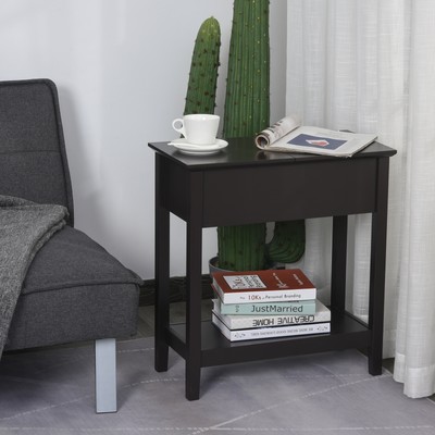 Modern Freestanding Countertop Side Table with Swing Hinge Storage Compartment