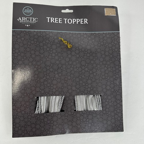 Winter Wonder Lane Gray Velvet Bow Tree Topper Silver Bead Trim