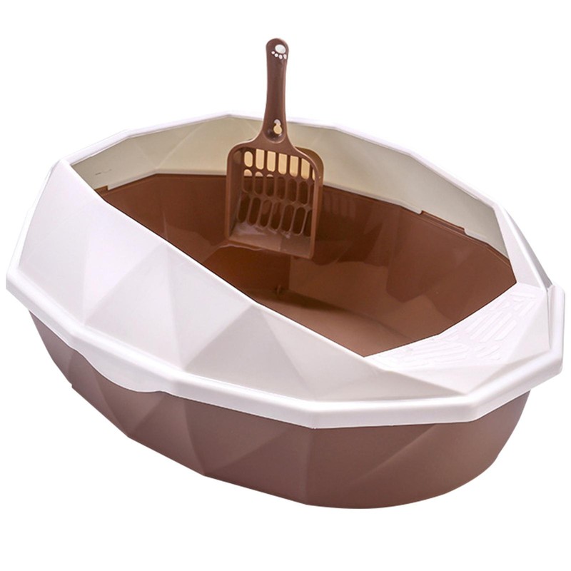 Plastic Semi-enclosed Cat Litter Box, PP Material Cat Litter Box, Split Design