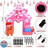 Lenwen Lenwen 10 ft Pink Christmas Inflatable Gingerbread House Archway Gingerbread Man Cookie House and Candy Cane Decor with LED Lights Set for Christmas Party Indoor Outdoor Holiday Decorations