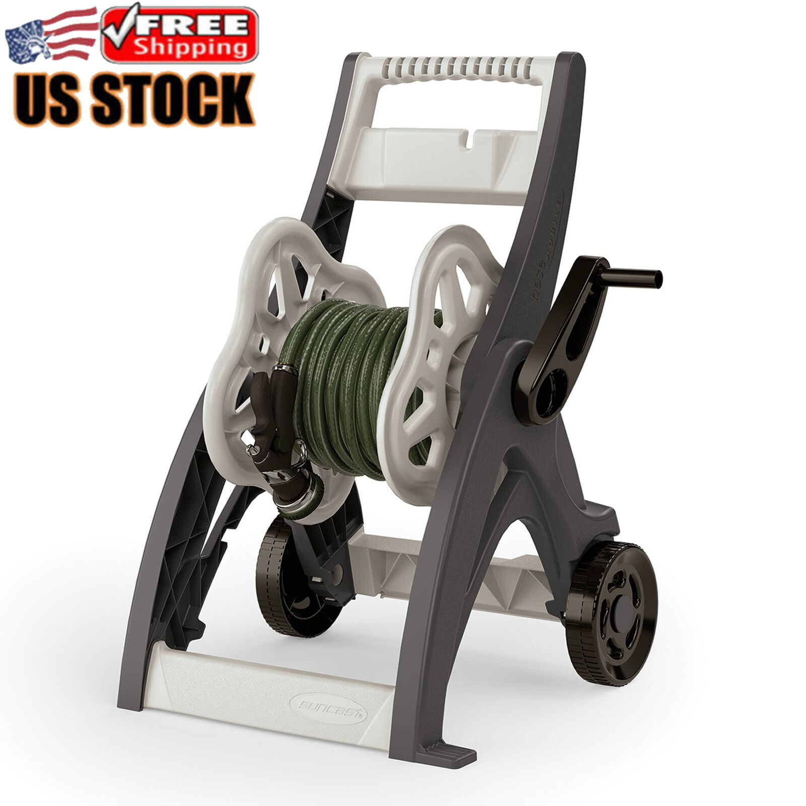 Hose Reel Cart Hosemobile Garden Transport Gray Hook Weather-Resistant Resin Hot