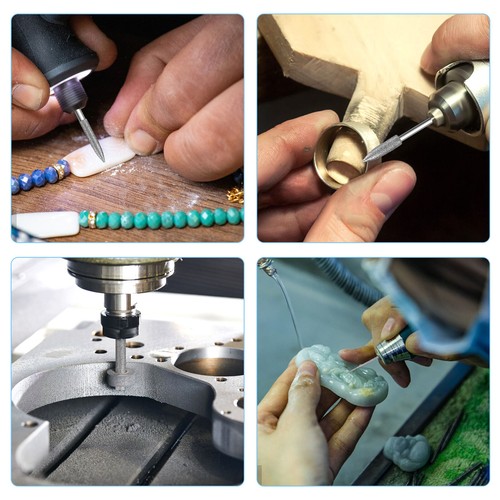 11Pcs Diamond Burr Stone Carving Grinding Bits 1/8" Shank for Dremel Rotary Tool