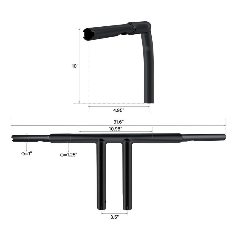 6" 8'' 10" 12" 14'' Rise T-Bars Handlebar Fit For Harley Dyna Sportster Bar