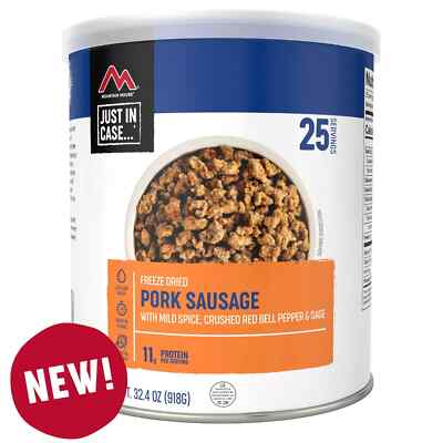 (6 Can) Mountain House Cooked Pork Sausage   Freeze Dried Survival Food #10 Can 