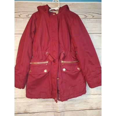 Justice Girls maroon Puffer Style Winter Coat With hood size 8