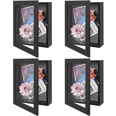 4 Pack 8x10.5 Black Shadow Box Frame Wall Mount Display Case Memory Box Gallery