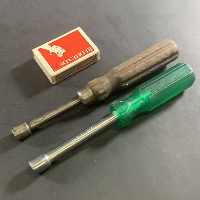 VINTAGE 11/32" USAMADE NUT DRIVER + 5/32" WOODEN HANDLED NUT DRIVER
