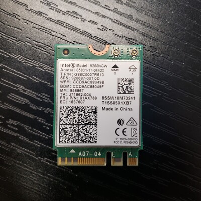 Intel 9260NGW IEEE 802.11ac Bluetooth 5.0 Wi-Fi Card Adapter Dual Band Wireless